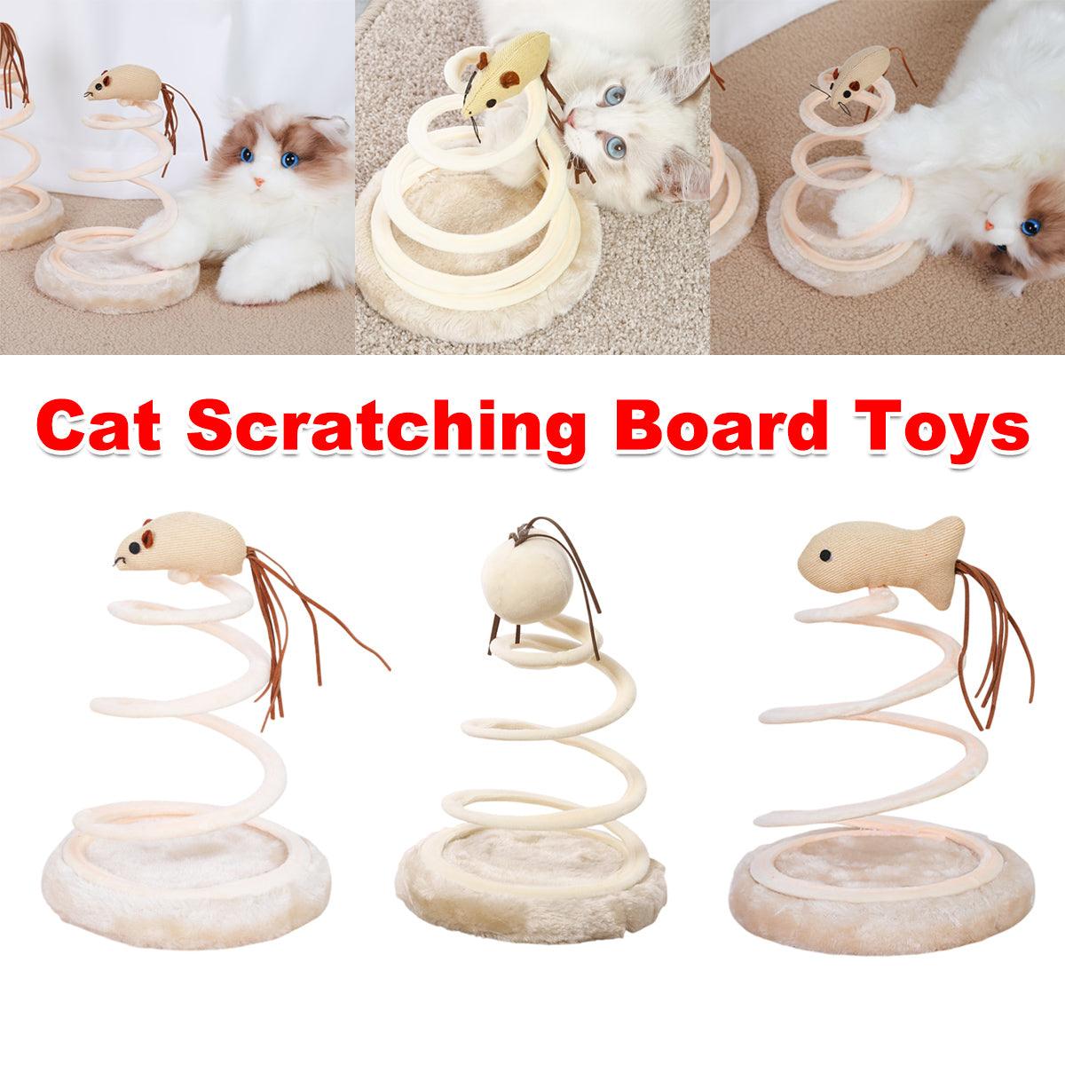 Cat Scratching Board Toy Spiral Design with Mouse or Fish