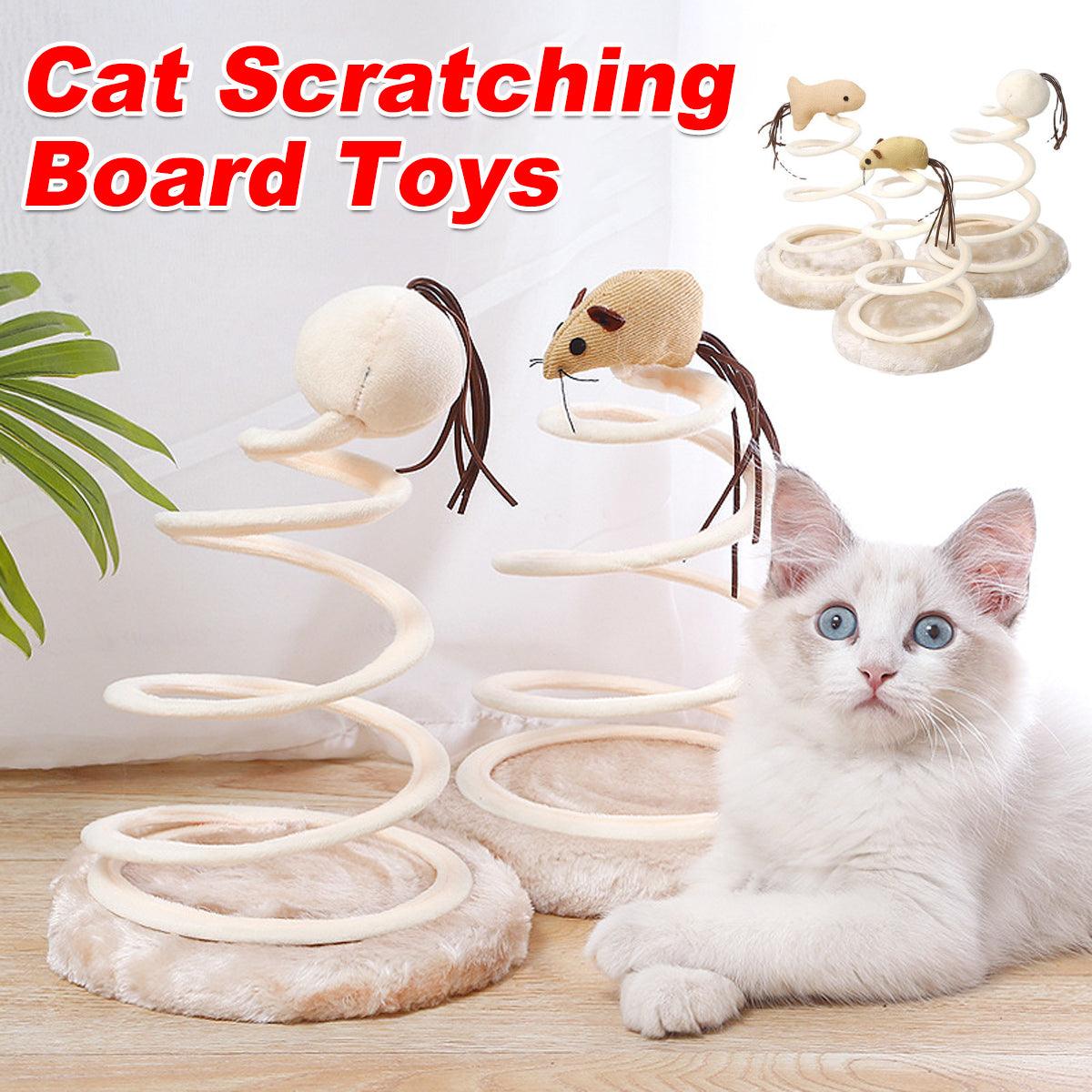 Cat Scratching Board Toy Spiral Design with Mouse or Fish