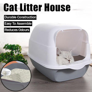 Spacious and Durable Large Cat Litter Box with Scoop and Tray