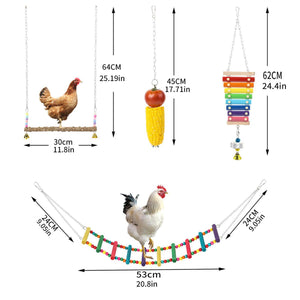 5PCS Chicken Toys Set Swing Ladder Xylophone & Hanging Feeder