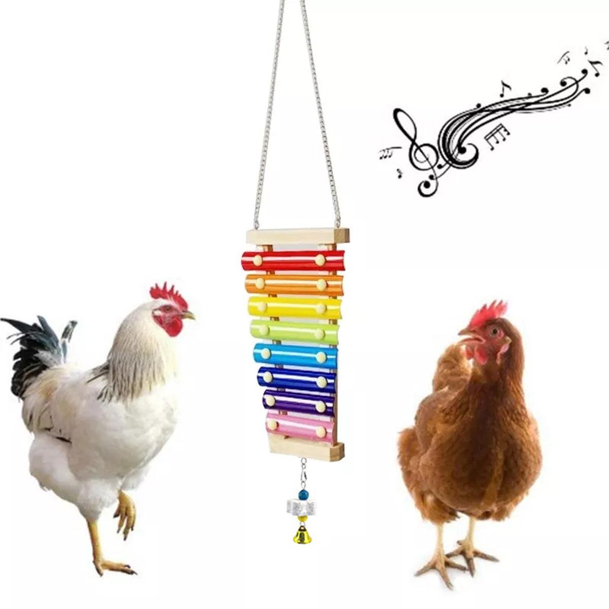 5PCS Chicken Toys Set Swing Ladder Xylophone & Hanging Feeder