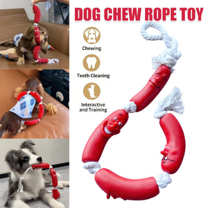 Durable Dog Chew Rope Toy Sausage Design for Small & Medium Breeds