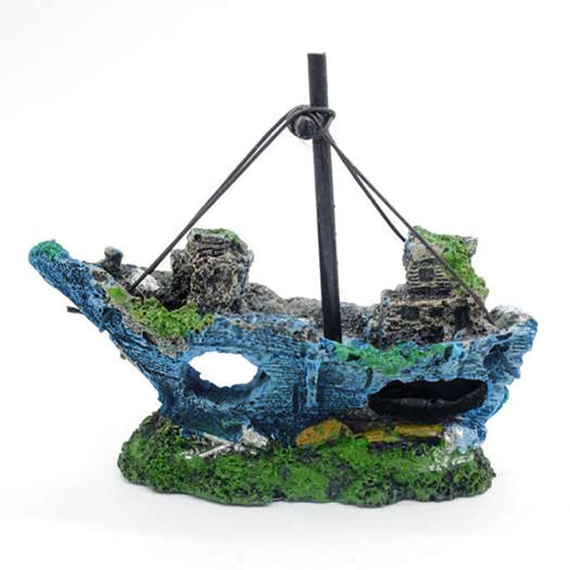 Aquarium Fish Tank Boat Ornament Pirate Ships Resin Landscape Underwater Decor