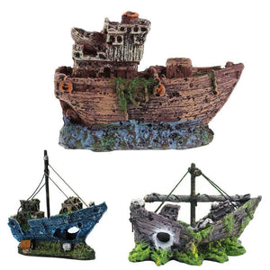 Aquarium Fish Tank Boat Ornament Pirate Ships Resin Landscape Underwater Decor