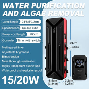 Fish Tank UV Germicidal Lamp for Water Purification Algae Sterilization Aquarium