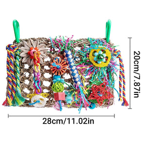 Parrot Bite Toy Grass Net Color Braided Tube Luffa Grass Silk Paper Bite Toy Cage Landscape Cross-border