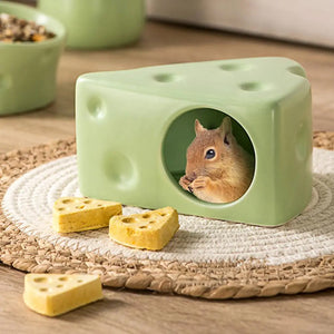 Ceramic Cheese Shaped Pet Nest Cozy Resting Place for Small Pets