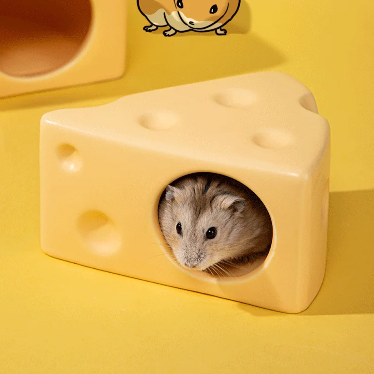 Ceramic Cheese Shaped Pet Nest Cozy Resting Place for Small Pets