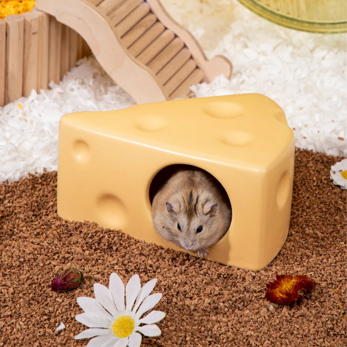 Ceramic Cheese Shaped Pet Nest Cozy Resting Place for Small Pets