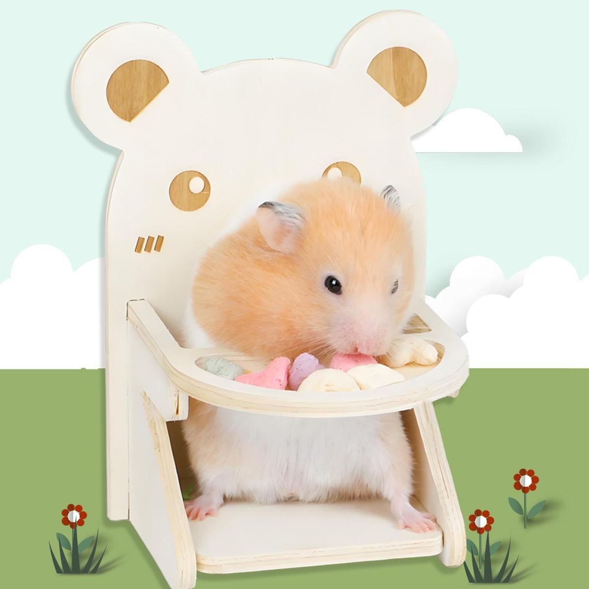 Small Pet Dining Chair for Hamsters & Small Pets Wooden Feeding Chair