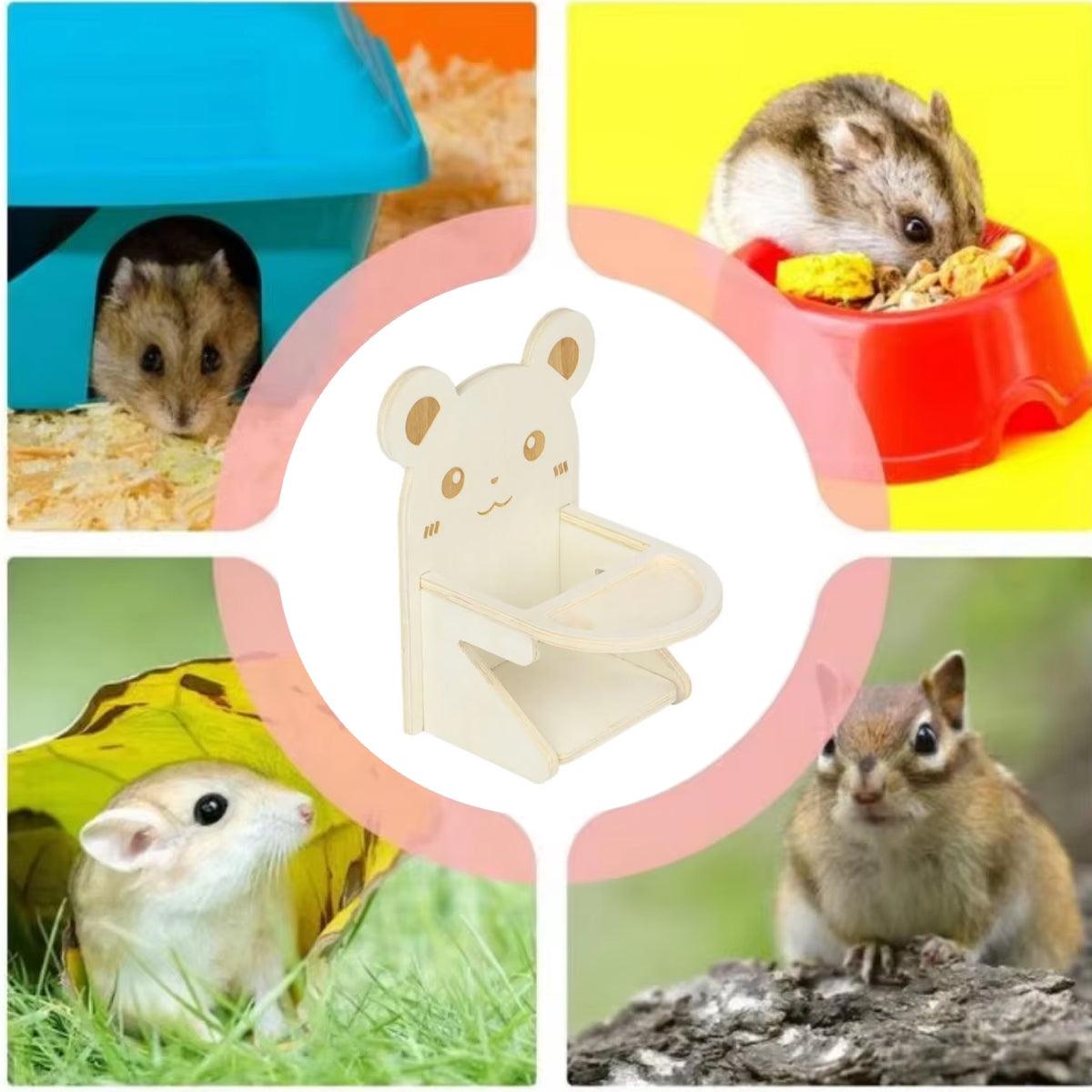 Small Pet Dining Chair for Hamsters & Small Pets Wooden Feeding Chair