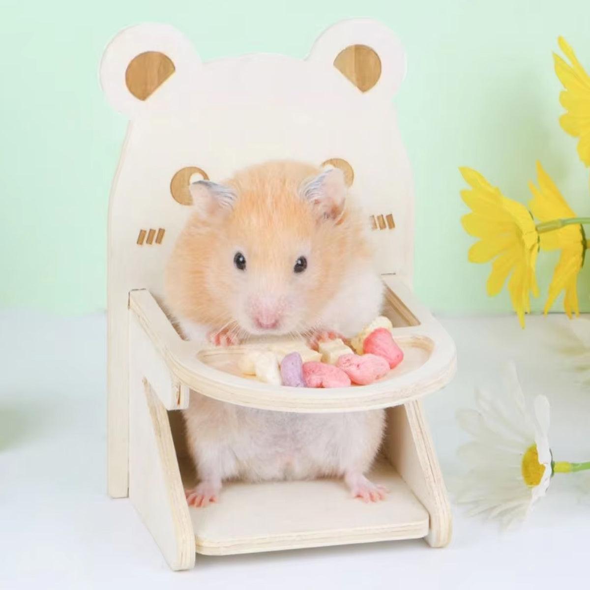 Small Pet Dining Chair for Hamsters & Small Pets Wooden Feeding Chair