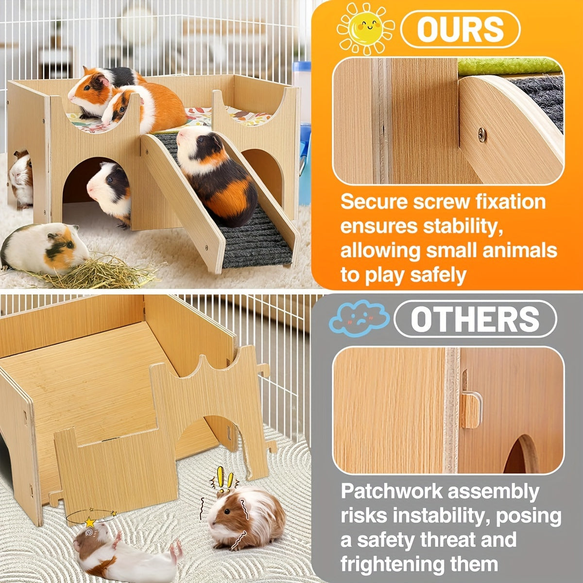 Durable Wooden Hamster House Cozy & Safe Small Pet Hideout