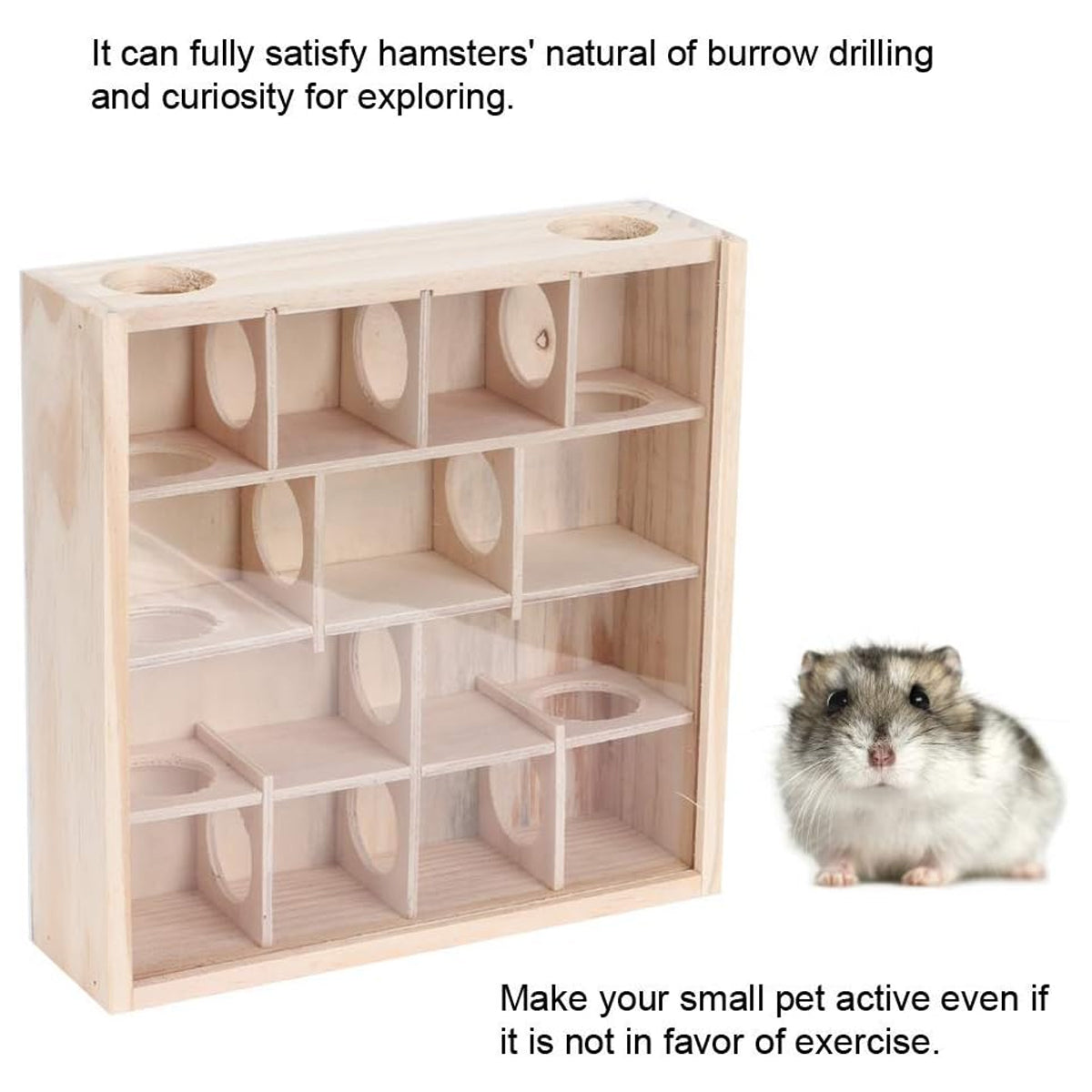 Interactive Wooden Hamster Toy Maze for Small Pets’ Play & Exercise