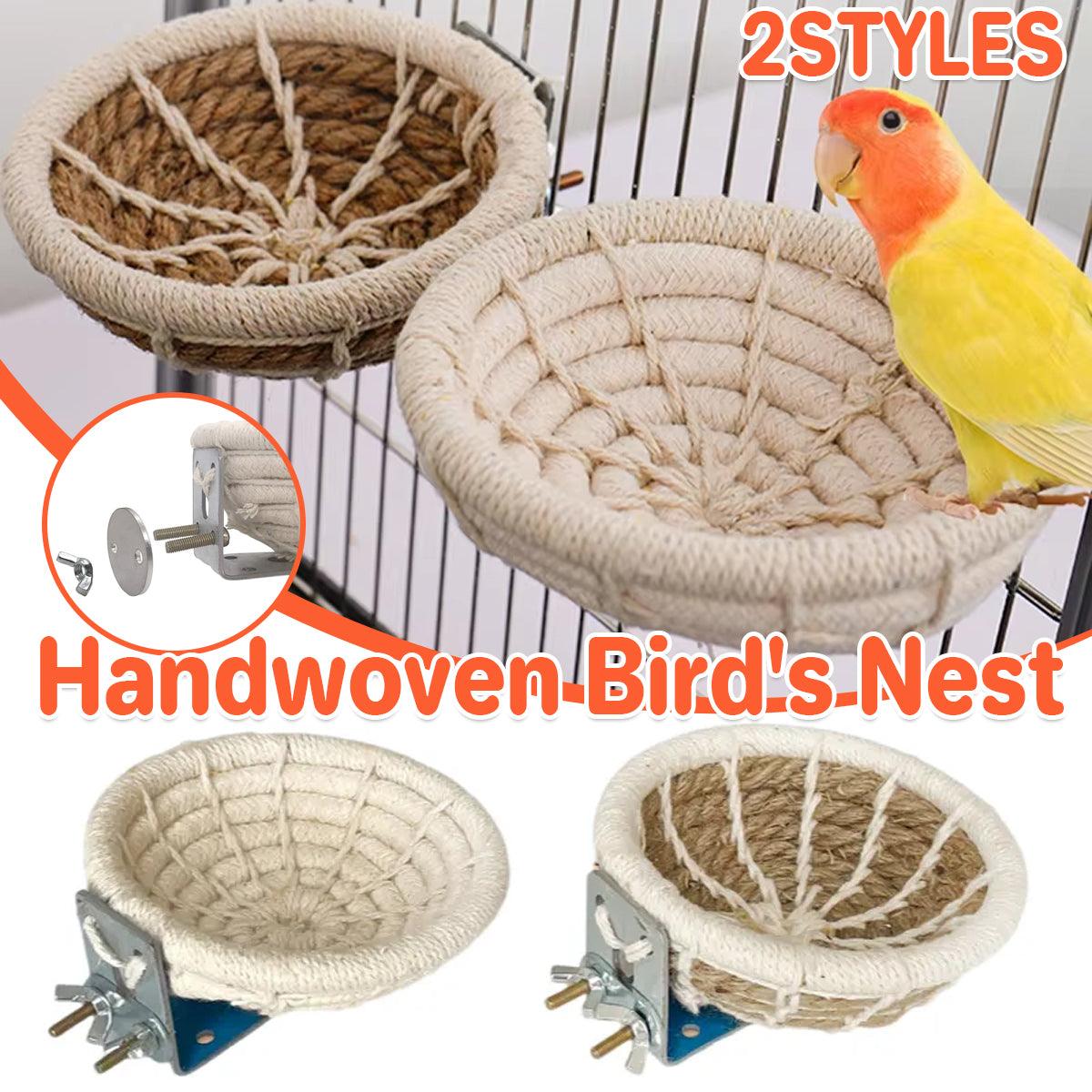 Handwoven Bird Nest for Small Birds Natural Cotton & Hemp Rope Shelter