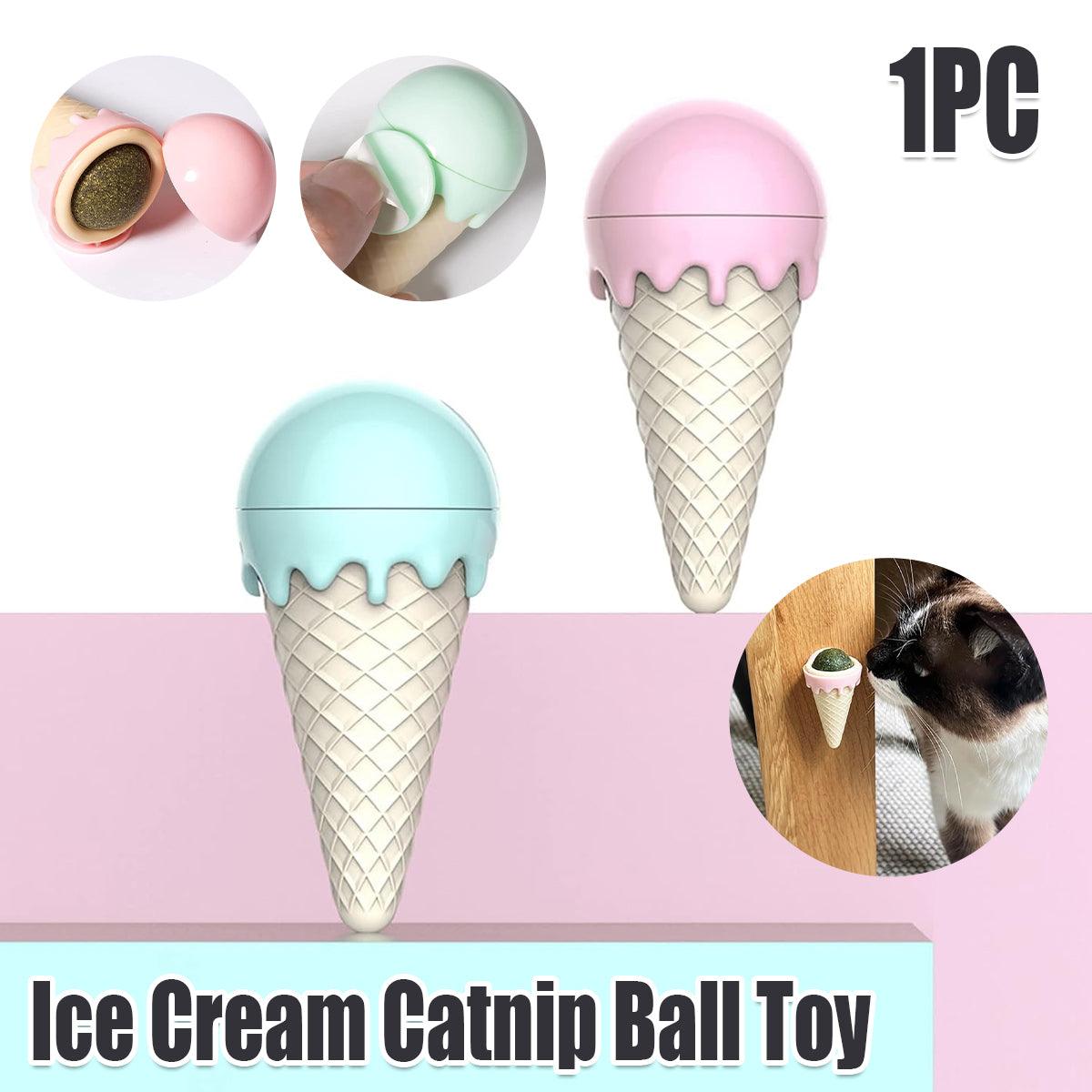 Ice Cream Catnip Ball Toy for Cats Fun and Interactive Playtime