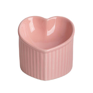 Heart-Shaped Ceramic Pet Bowl Elevated Cat & Small Dog Feeding Dish