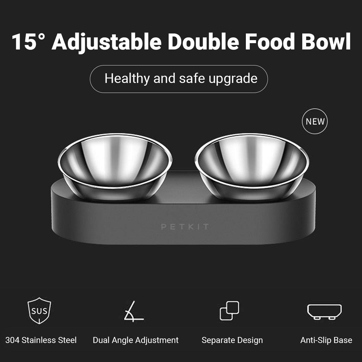 PETKIT 15° Adjustable Double Pet Bowl Stainless Steel Raised Feeder