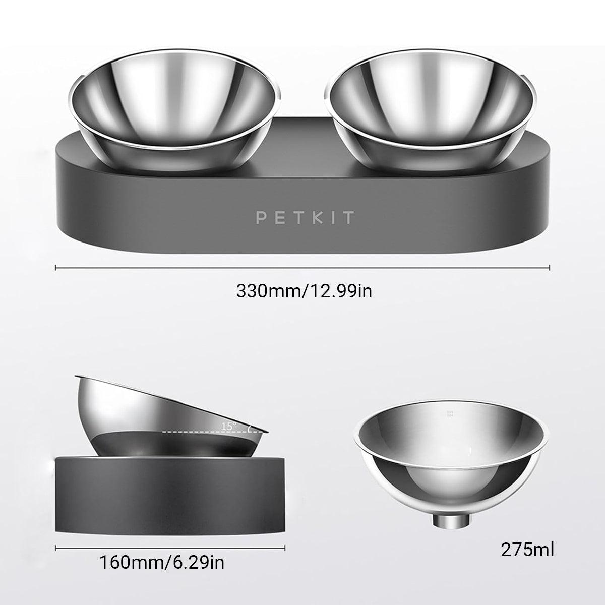 PETKIT 15° Adjustable Double Pet Bowl Stainless Steel Raised Feeder