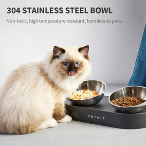 PETKIT 15° Adjustable Double Pet Bowl Stainless Steel Raised Feeder