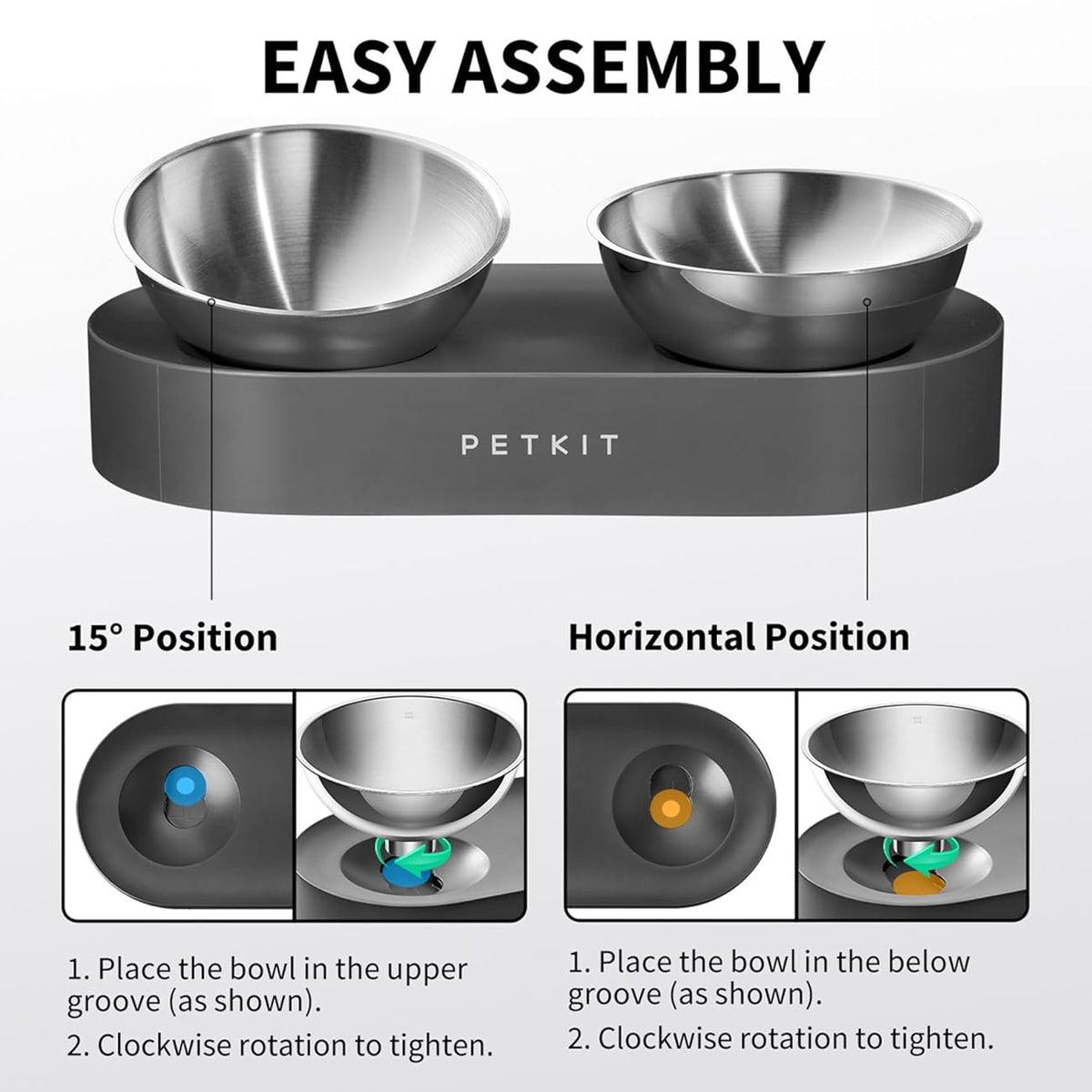 PETKIT 15° Adjustable Double Pet Bowl Stainless Steel Raised Feeder