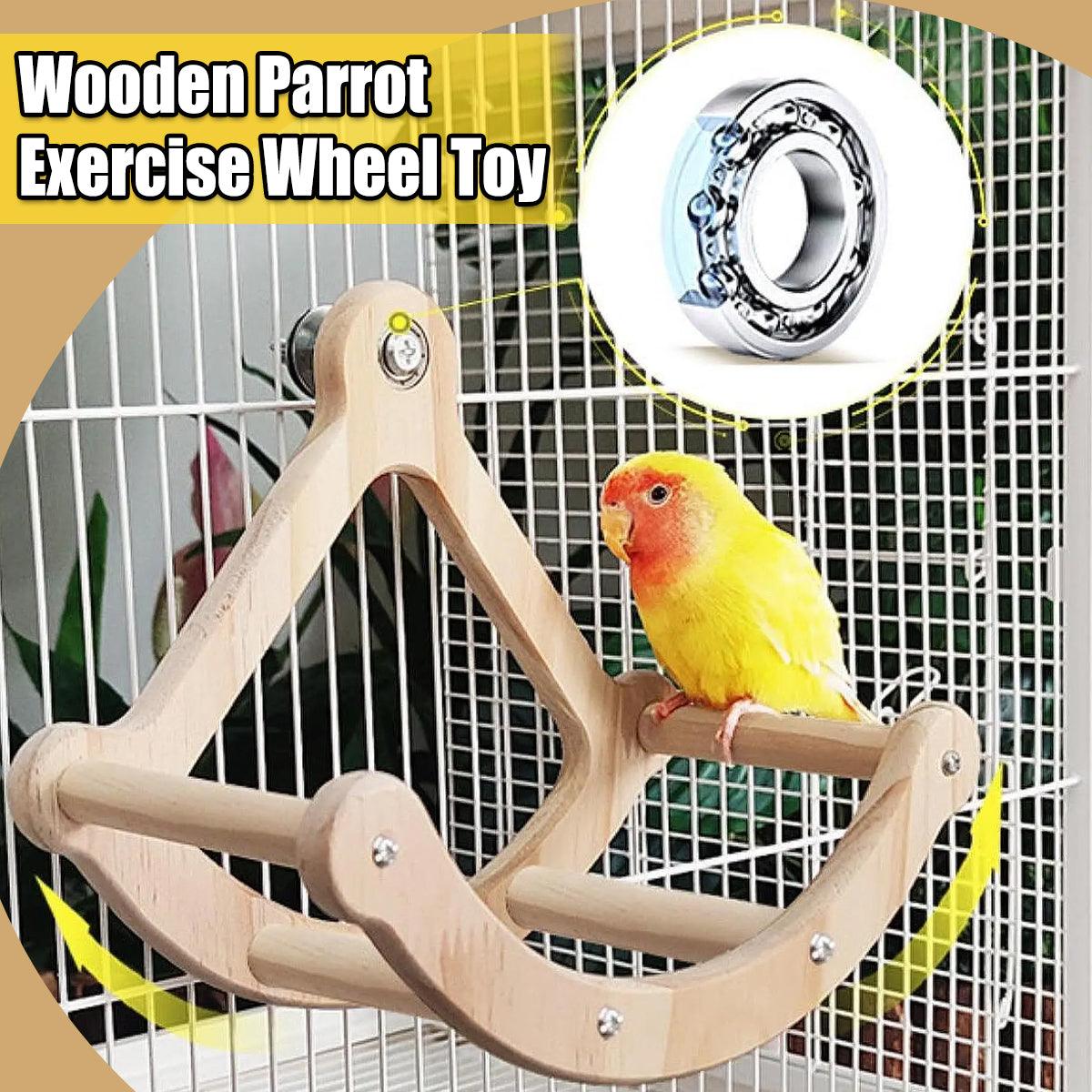 Wooden Parrot Exercise Wheel Silent & Durable Bird Cage Toy