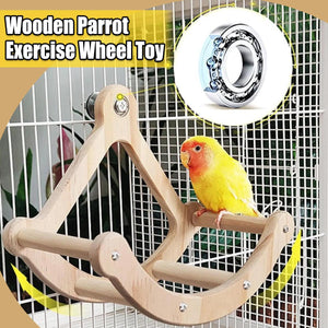 Wooden Parrot Exercise Wheel Silent & Durable Bird Cage Toy