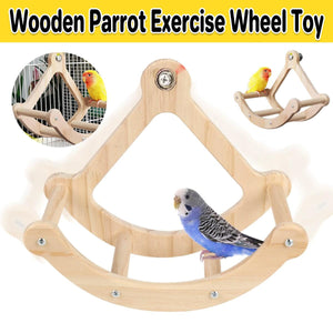 Wooden Parrot Exercise Wheel Silent & Durable Bird Cage Toy