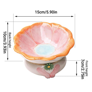 Tilted Ceramic Cat Bowl Elevated Pet Feeding Dish for Cats and Small Dogs