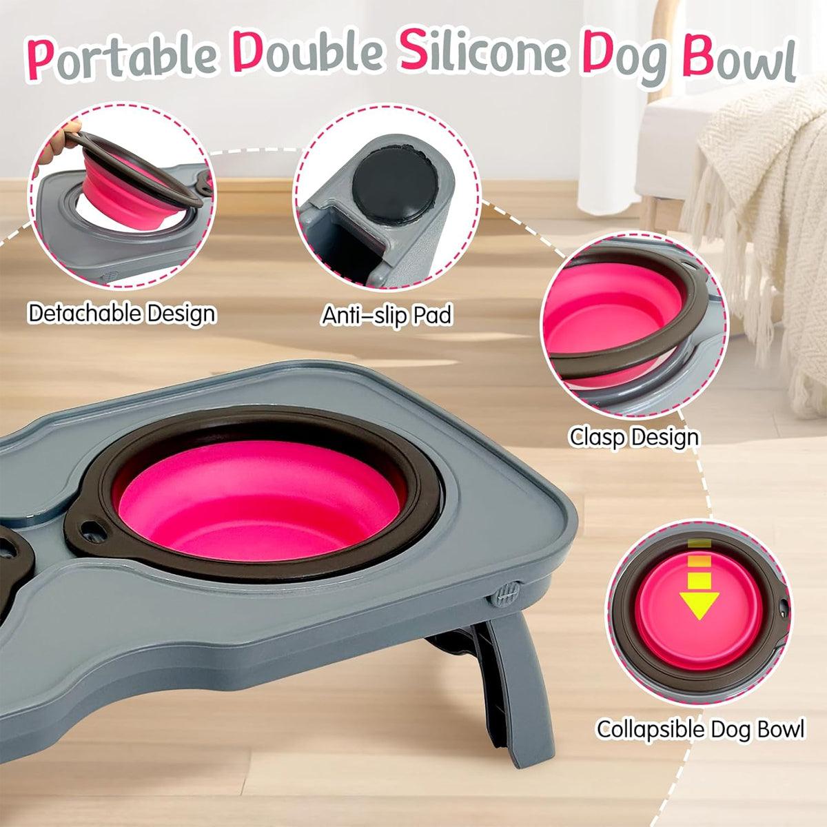 Portable Raised Dog Bowl Collapsible & Non-Slip Pet Feeder