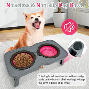 Portable Raised Dog Bowl Collapsible & Non-Slip Pet Feeder