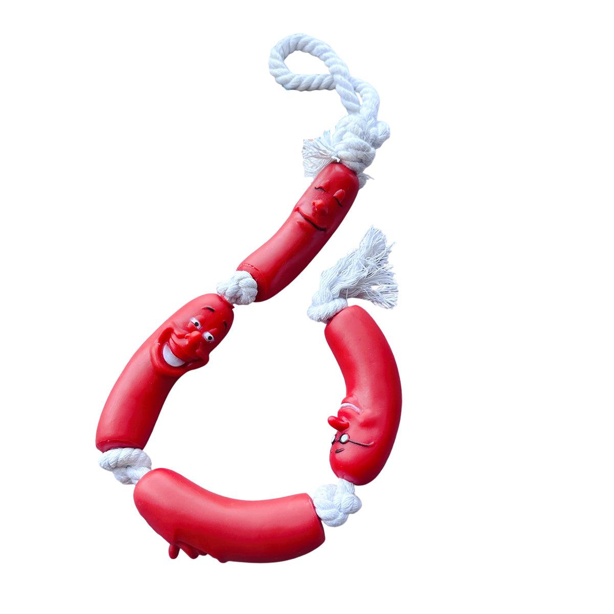 Durable Dog Chew Rope Toy Sausage Design for Small & Medium Breeds