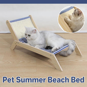 Cat Hammock Bed Summer Recliner with Scratch Post & Breathable Fabric