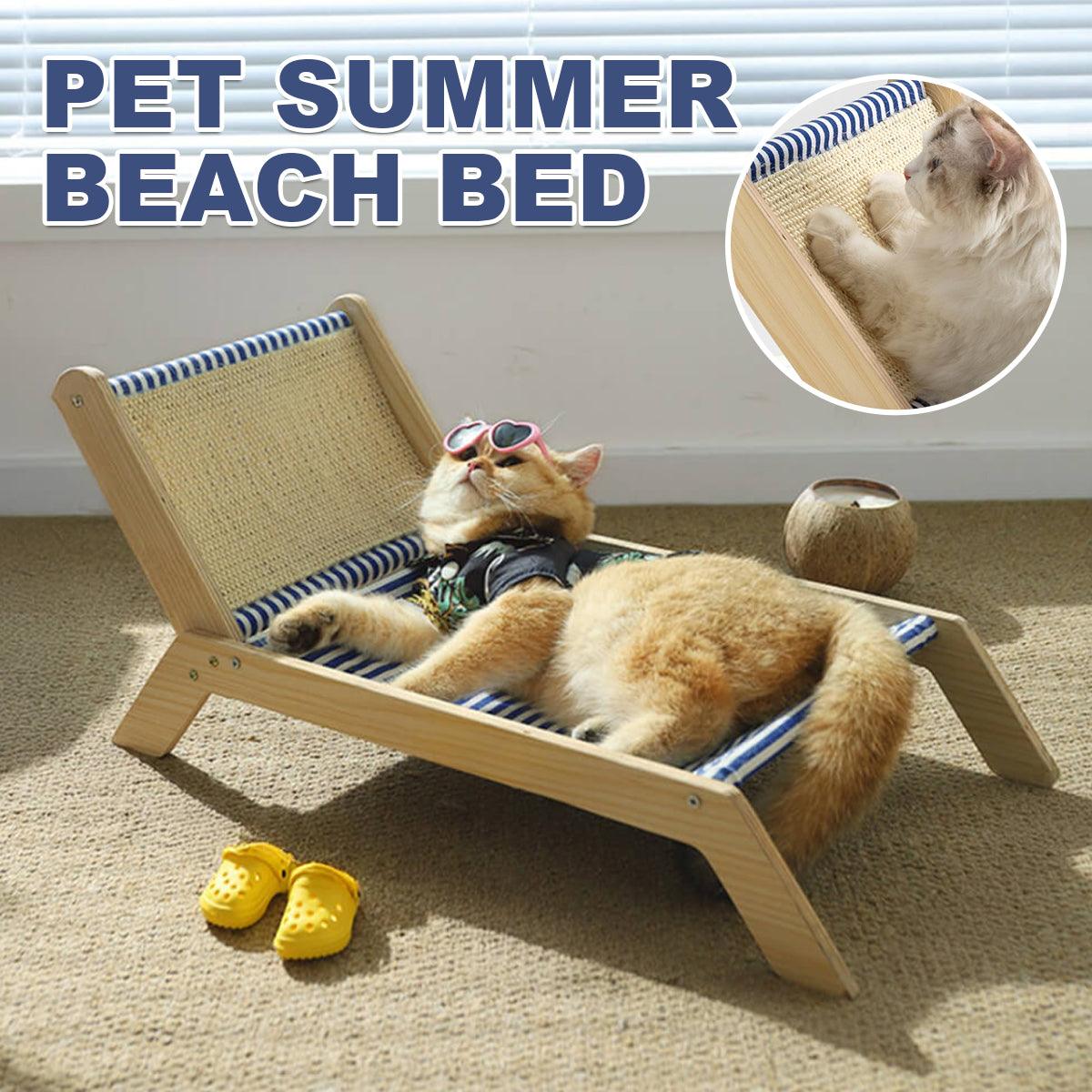 Cat Hammock Bed Summer Recliner with Scratch Post & Breathable Fabric