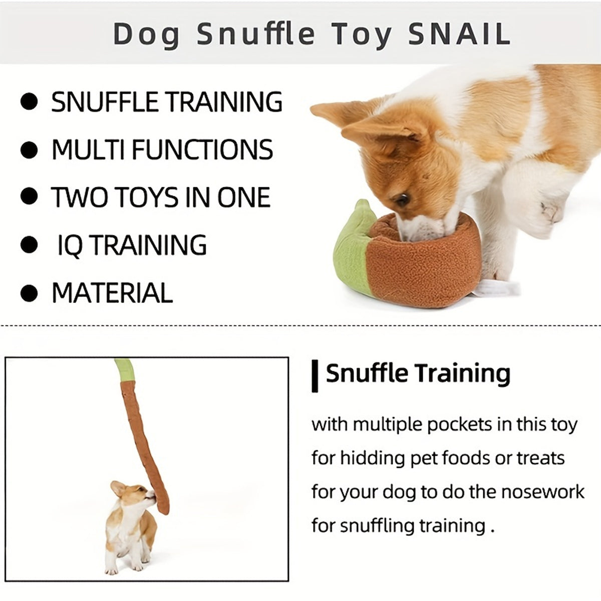 Snuffle Toy Snail for Dogs – IQ Training and Fun Treat Puzzle