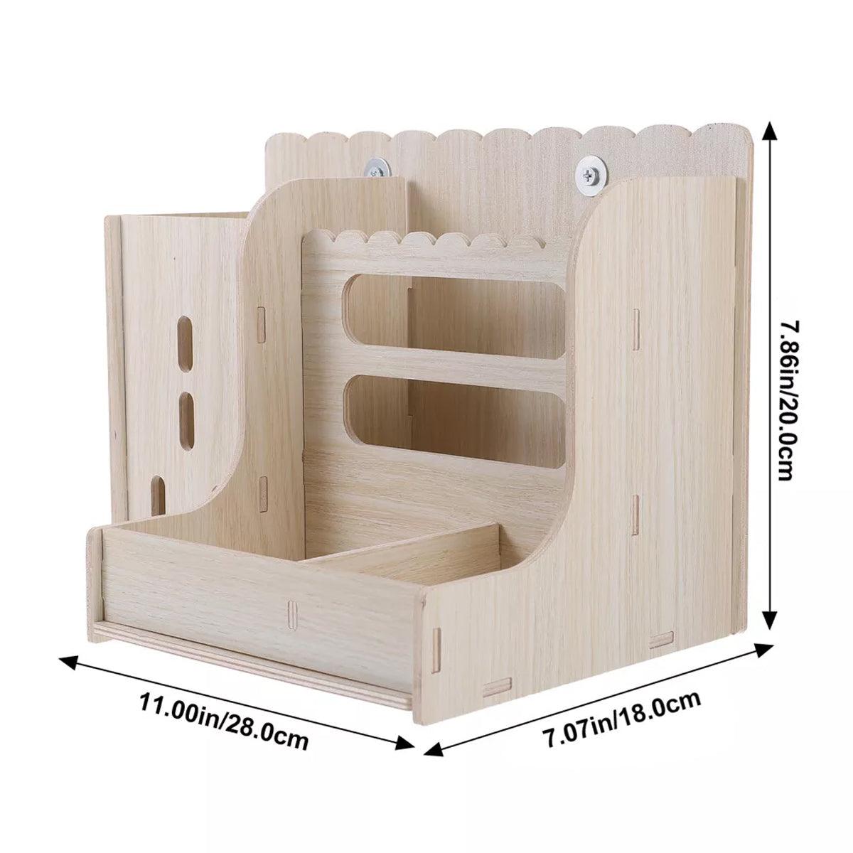 Wooden Feeder Stand for Small Pets Hay Rack Food and Water Holder