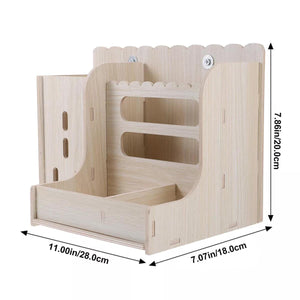 Wooden Feeder Stand for Small Pets Hay Rack Food and Water Holder