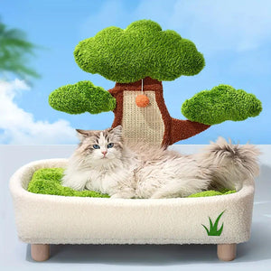 Pine Tree Shape Cat Scratching Board Wear-Resistant Removable Washable Cat Bed