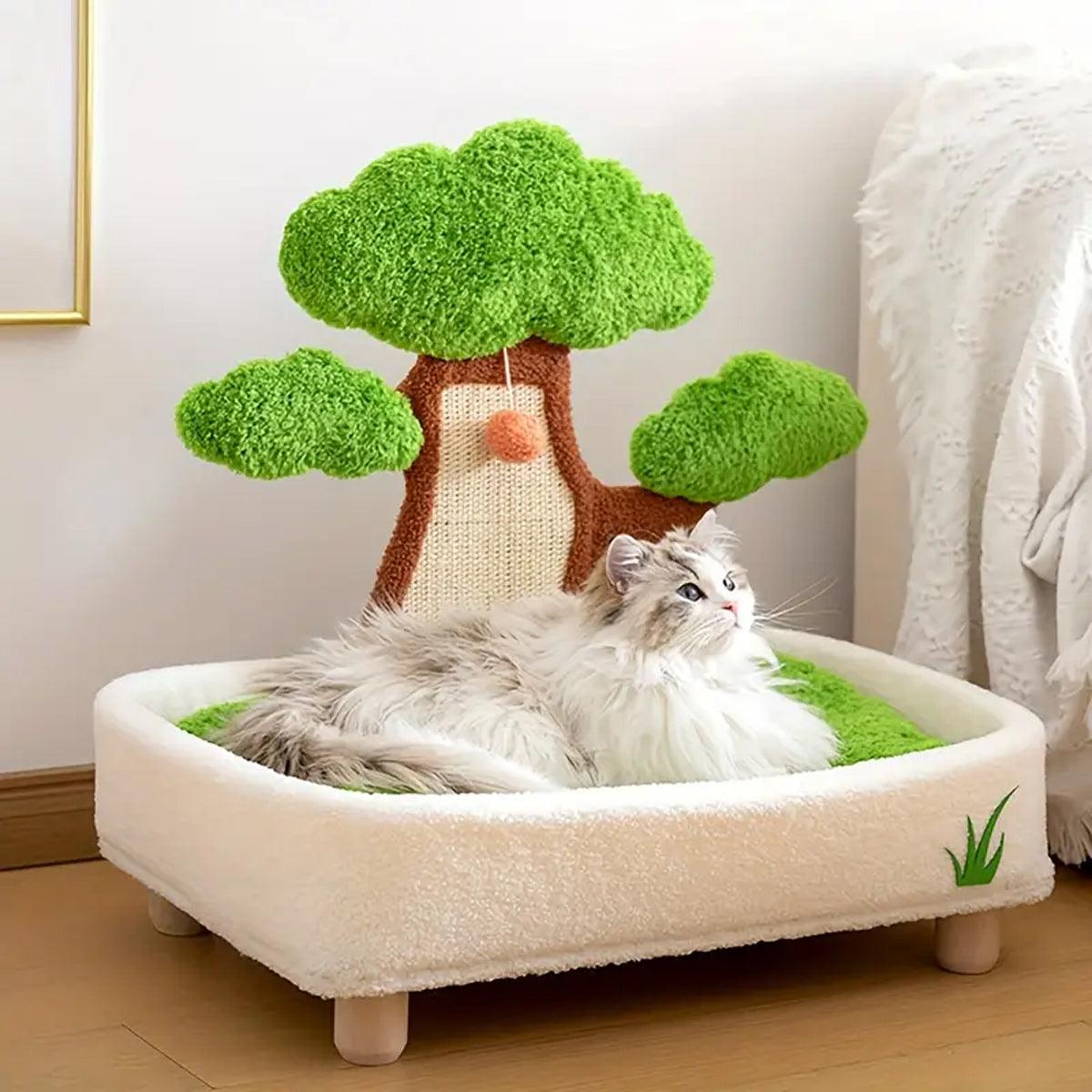 Pine Tree Shape Cat Scratching Board Wear-Resistant Removable Washable Cat Bed