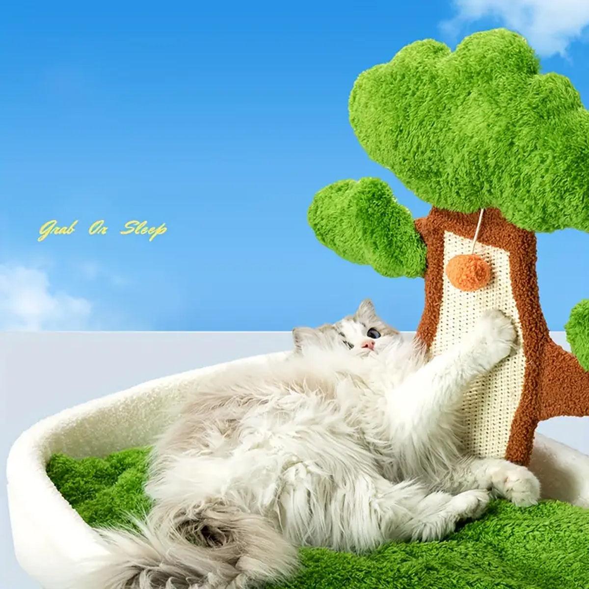 Pine Tree Shape Cat Scratching Board Wear-Resistant Removable Washable Cat Bed