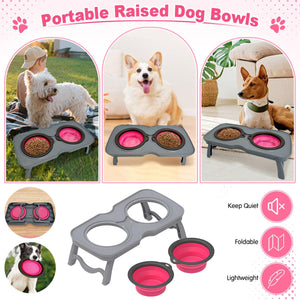 Portable Raised Dog Bowl Collapsible & Non-Slip Pet Feeder