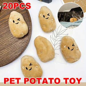 20PCS Plush Squeaky Potato Cat Toys