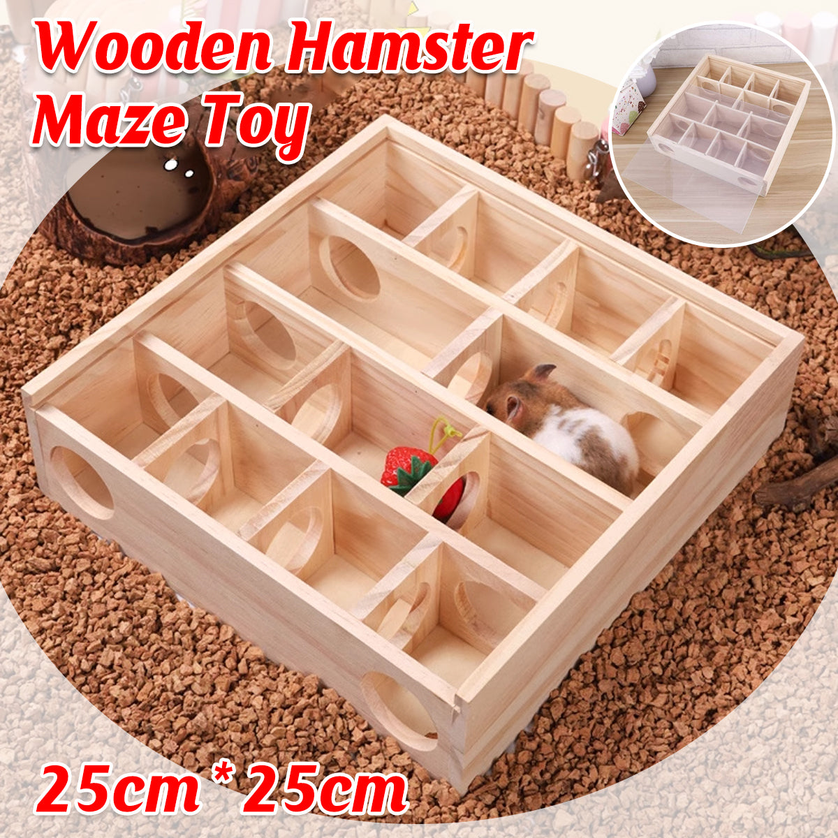 Interactive Wooden Hamster Toy Maze for Small Pets’ Play & Exercise