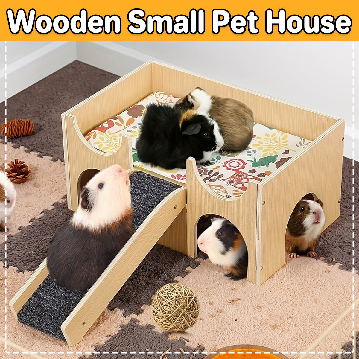 Durable Wooden Hamster House Cozy & Safe Small Pet Hideout