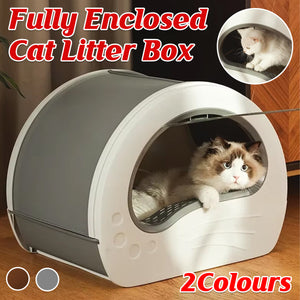 Spacious & Hygienic Enclosed Cat Litter Box with Drawer for Easy Cleaning