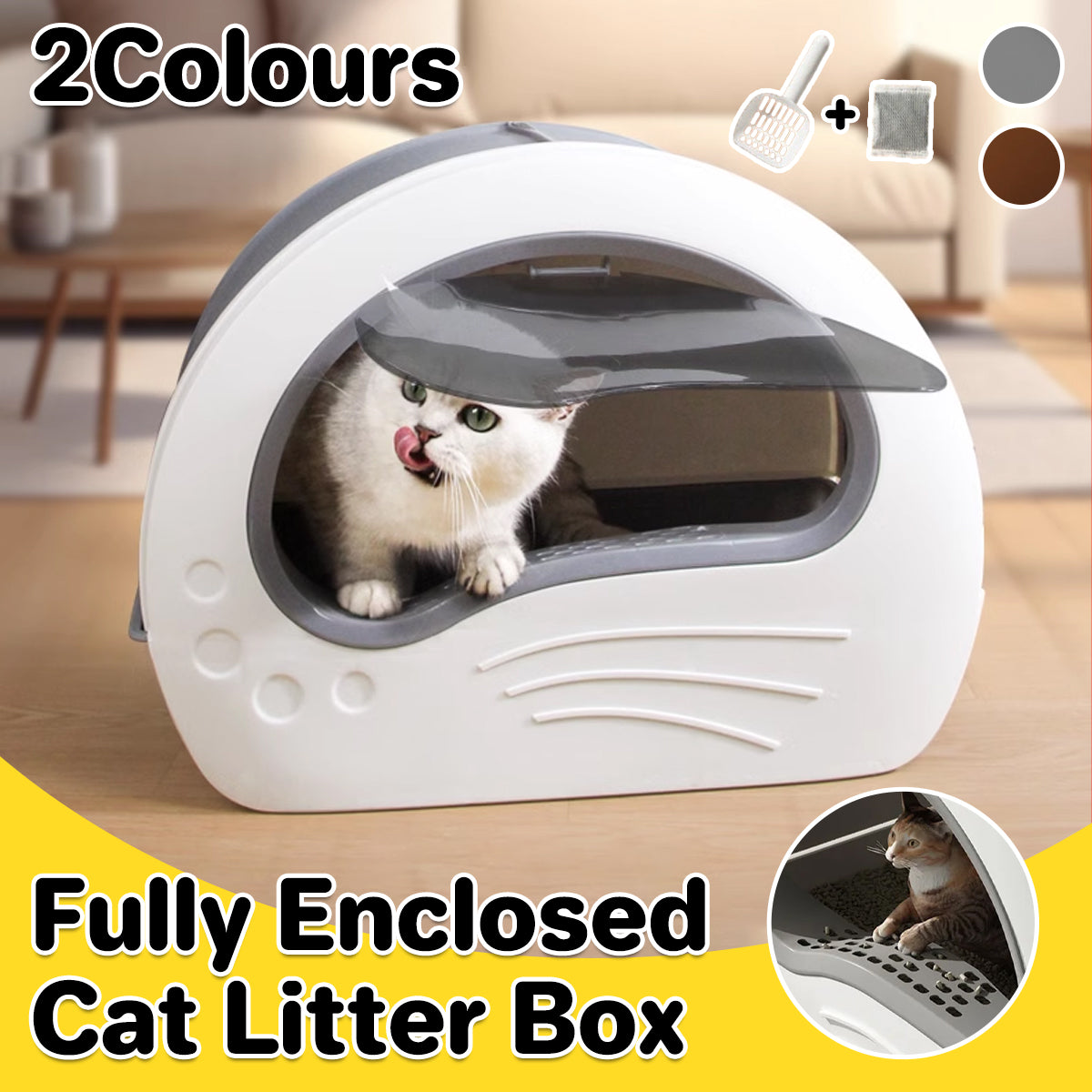 Spacious & Hygienic Enclosed Cat Litter Box with Drawer for Easy Cleaning