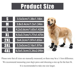 4Pcs Anti-Slip Protective Dog Boots 7 Sizes