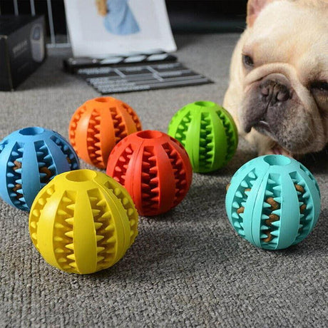 Dog Chew Toy Rubber Ball Dental Clean Teeth Healthy Food Dispenser Puppy Pet