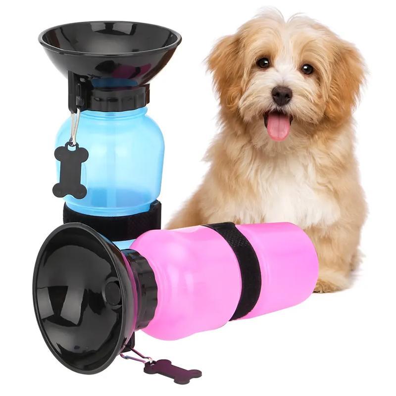 500ml Dog Cat Water Bottle Blue Pink Grey