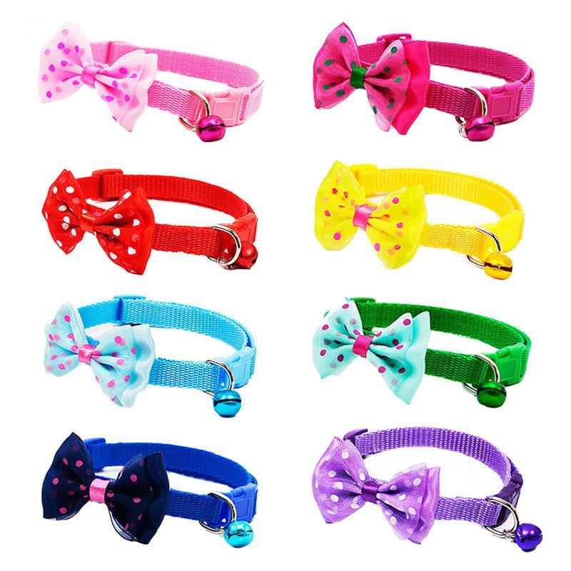 Adjustable Bow Tie Pet Collar with Bell Stylish Designer Cat & Dog Collars